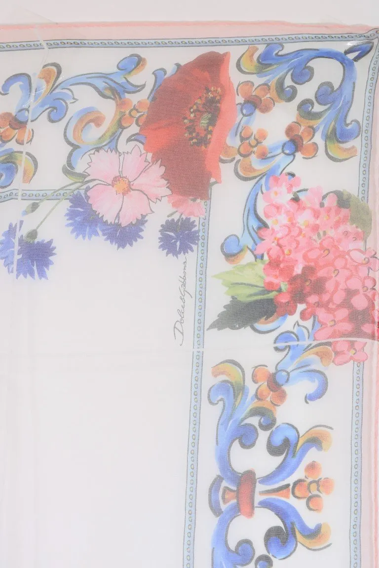 Multicolor Majolica Floral Silk Scarf