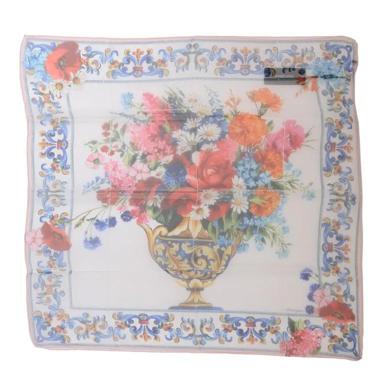 Multicolor Majolica Floral Silk Scarf