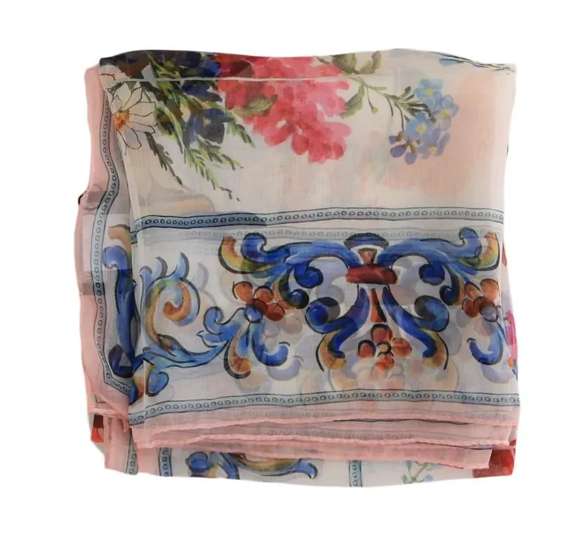 Multicolor Majolica Floral Silk Scarf