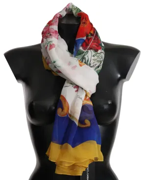 Multicolor Majolica Silk Wrap Shawl Scarf