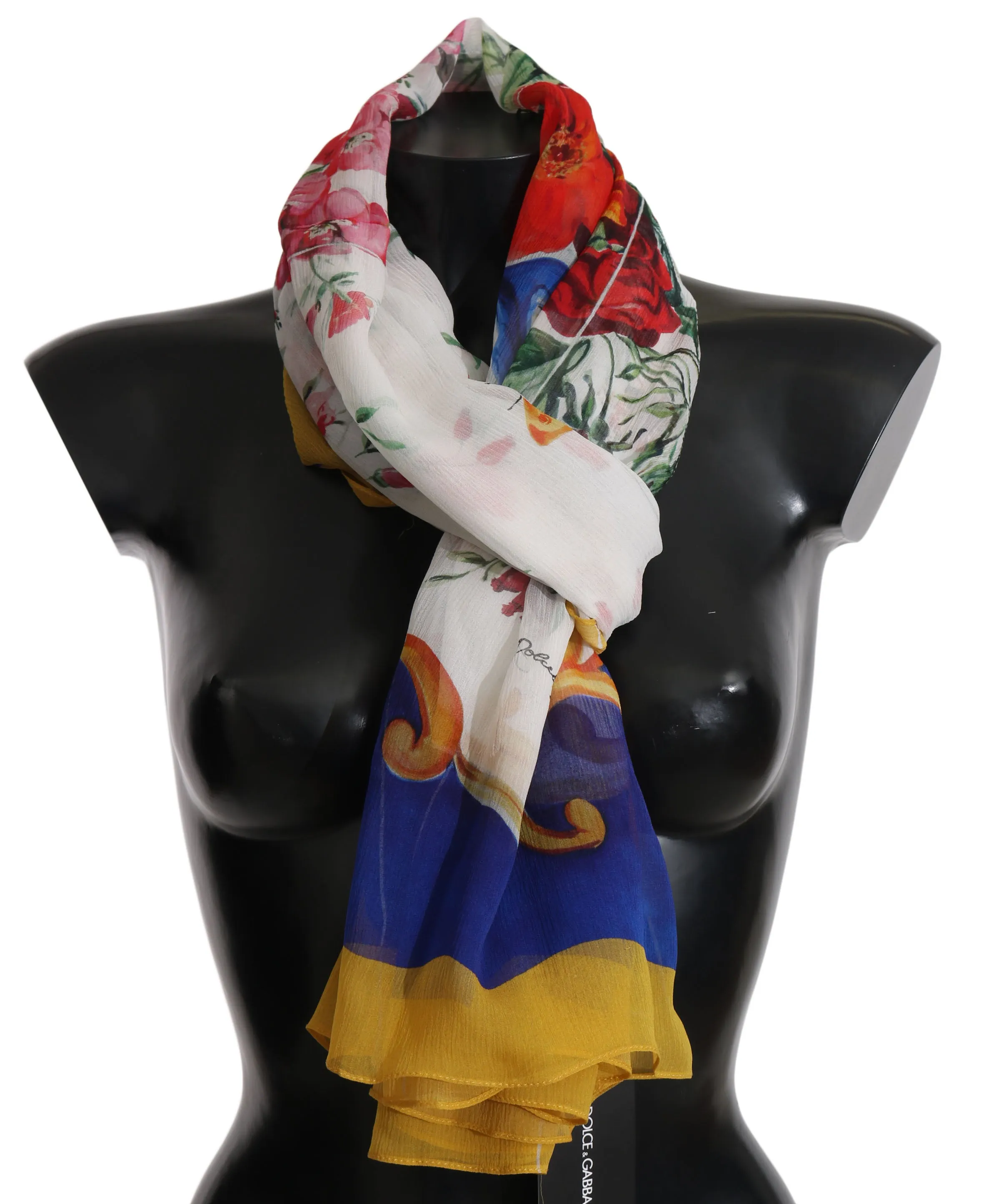 Multicolor Majolica Silk Wrap Shawl Scarf
