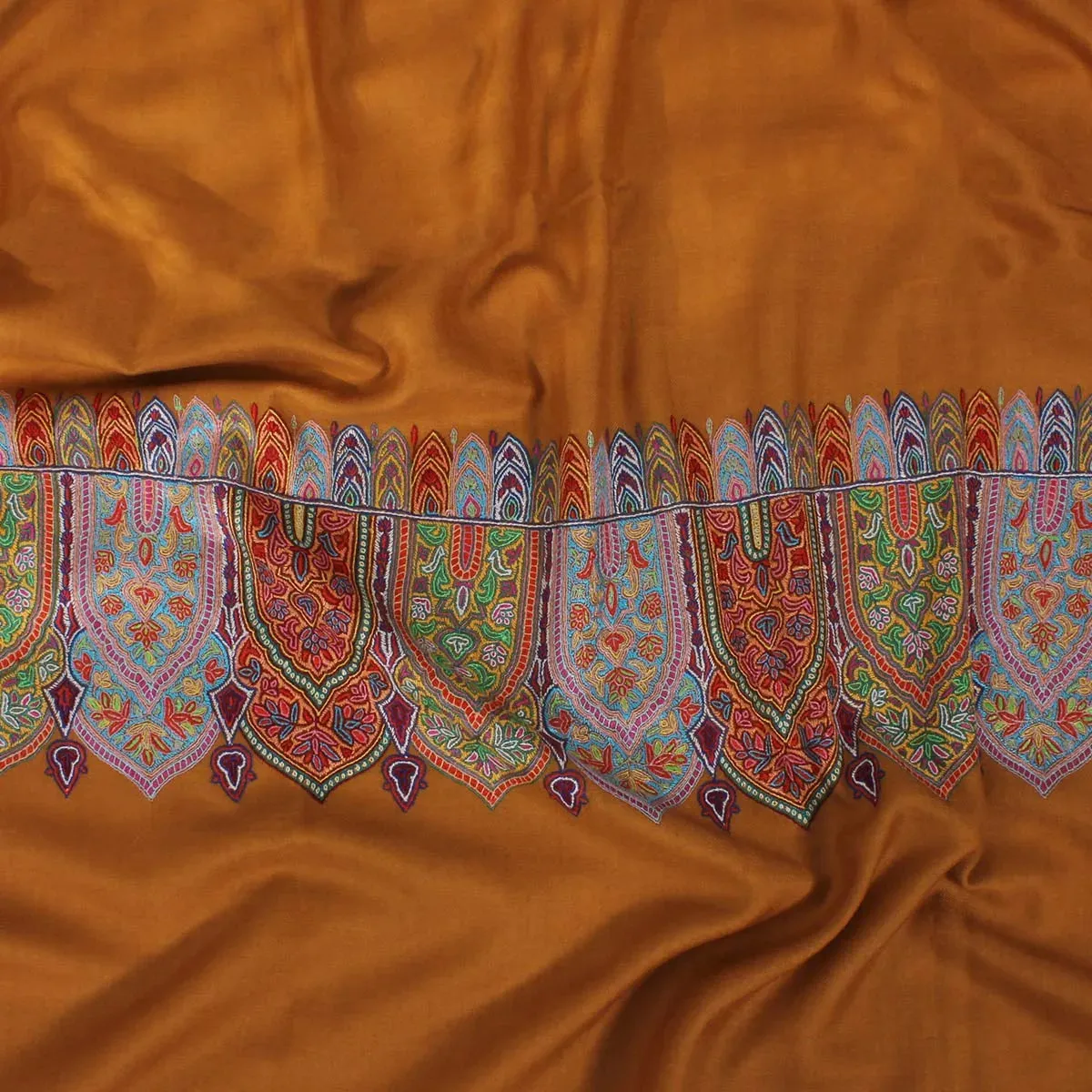 Mustard Base sozni Embroidered Big Dordaar Pashmina Shawl