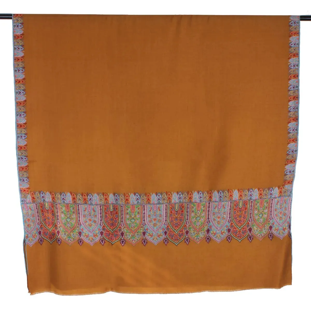 Mustard Base sozni Embroidered Big Dordaar Pashmina Shawl