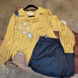 Mustard Stripe Satin Top