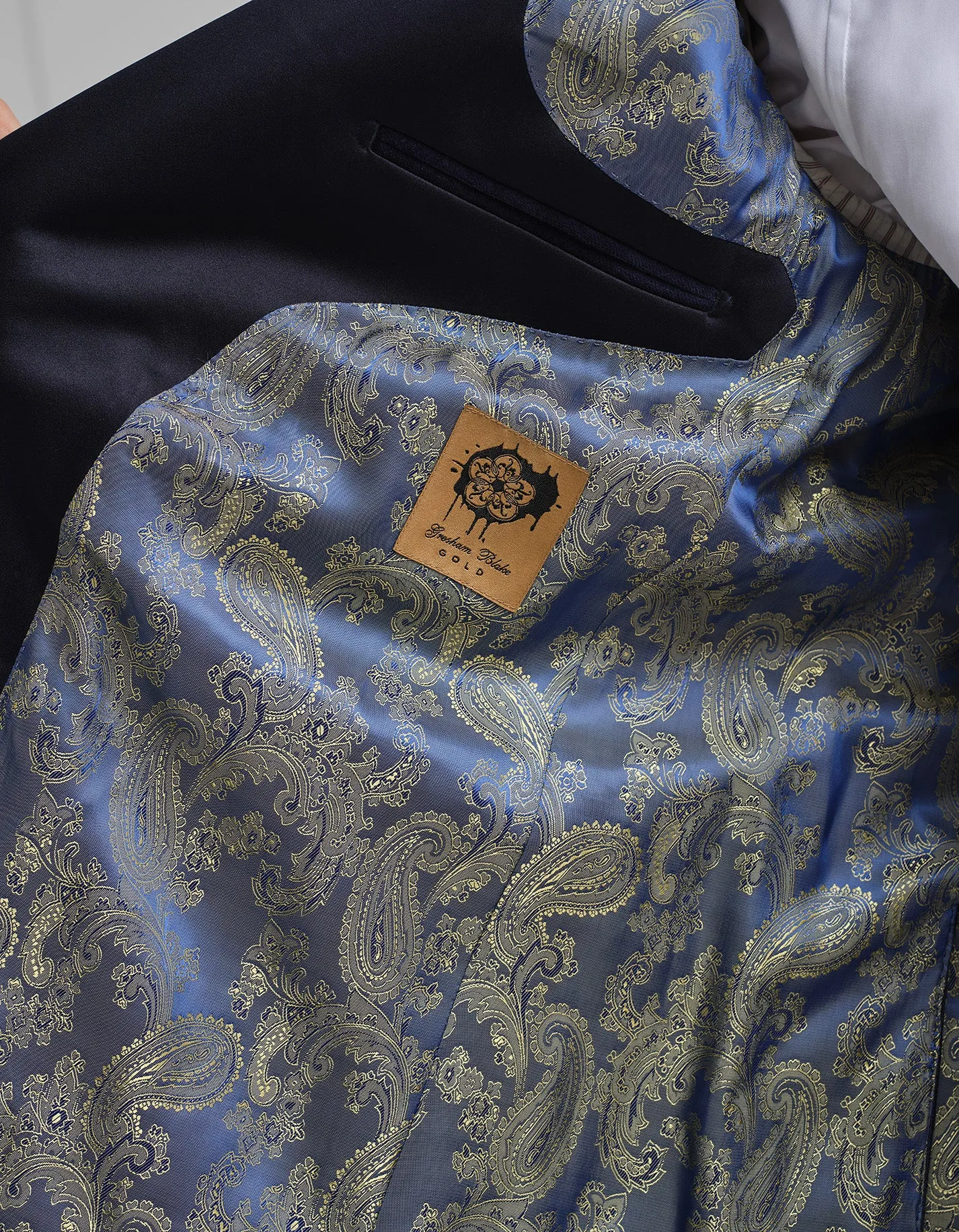 Navy Velvet Double-Breasted Smoking Jacket