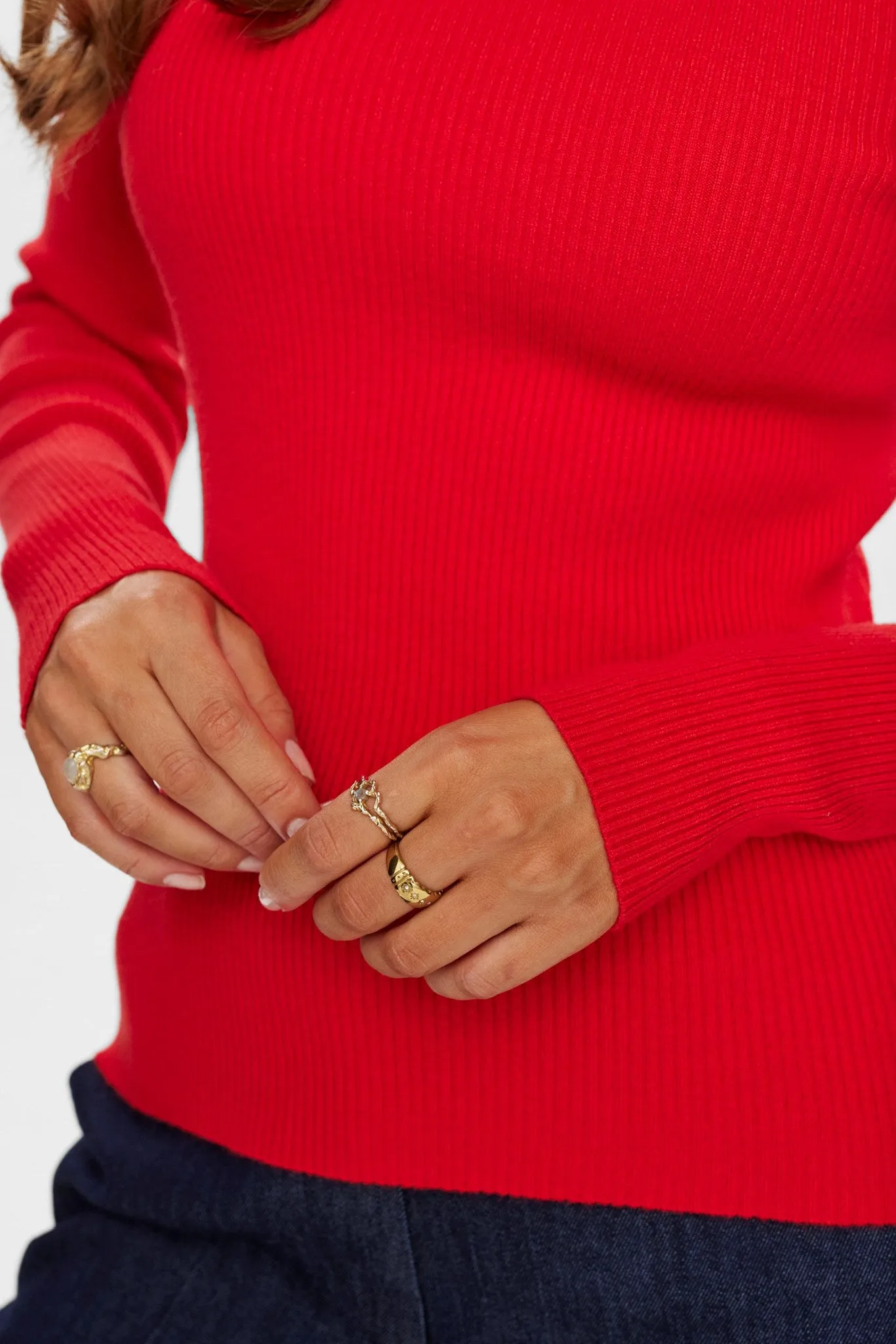 NUSIDANU HIGHNECK PULLOVER - High Risk Red