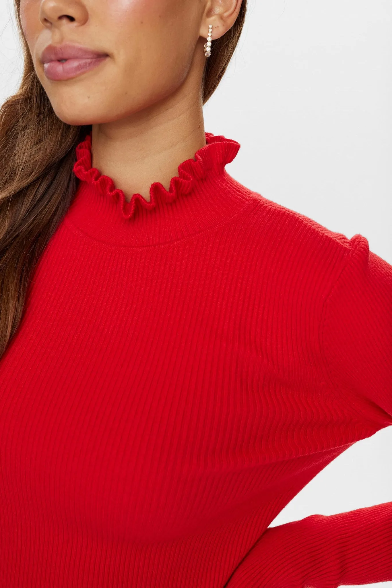 NUSIDANU HIGHNECK PULLOVER - High Risk Red