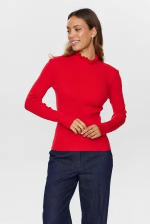NUSIDANU HIGHNECK PULLOVER - High Risk Red