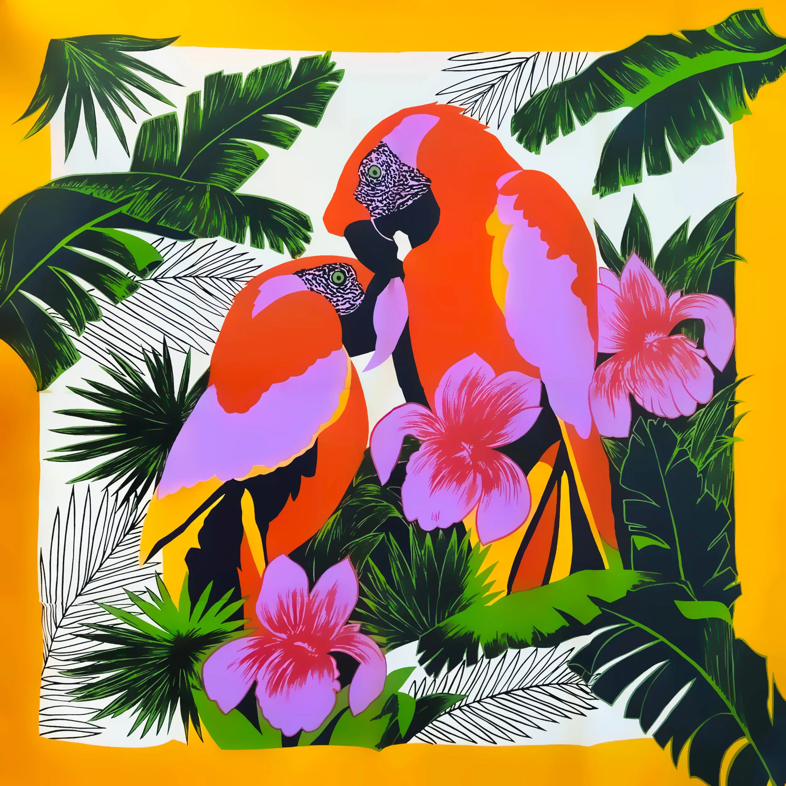 Paris Mode Parrot Silk Twill Scarf