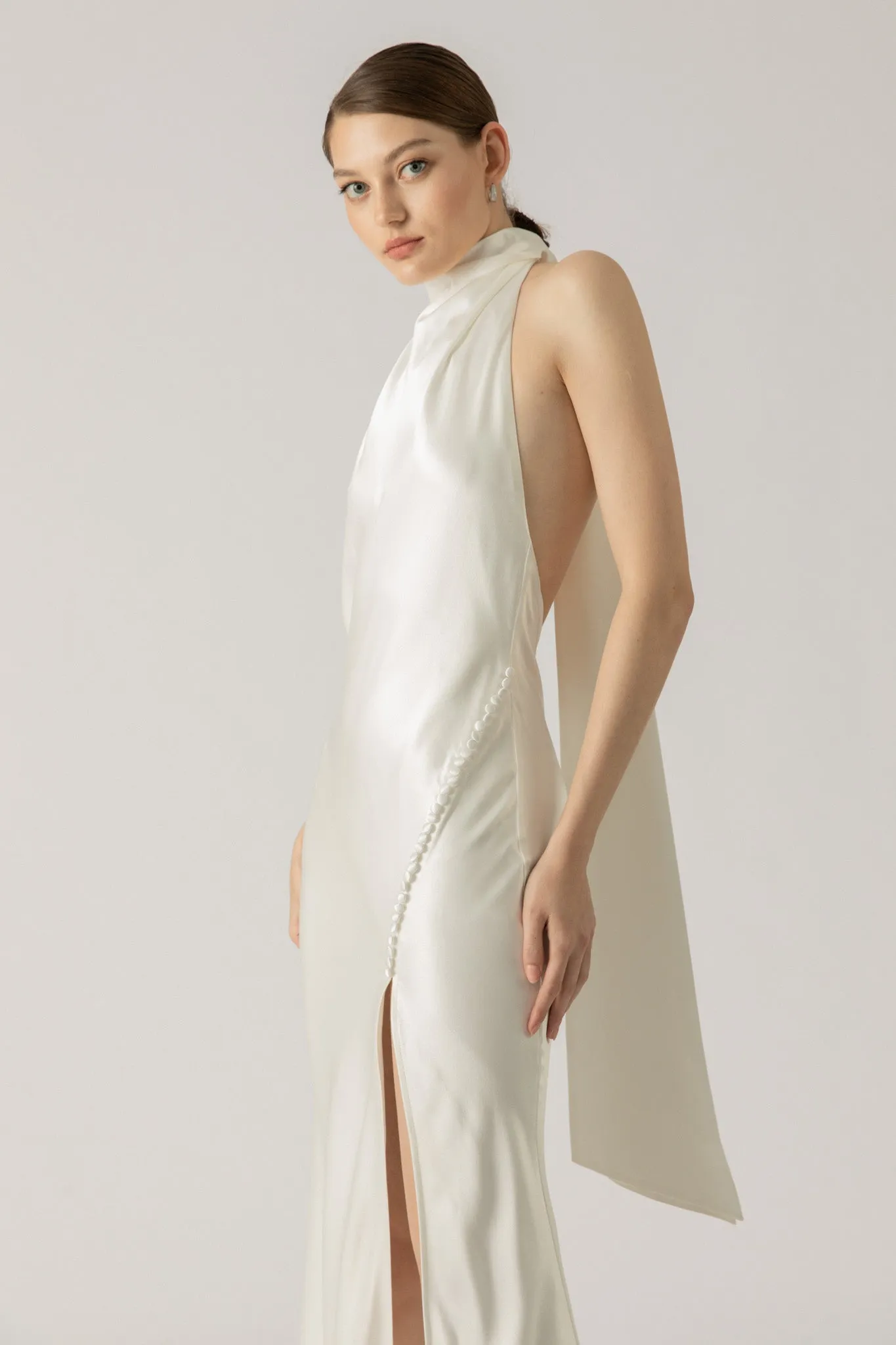 Penelope Backless Satin Gown