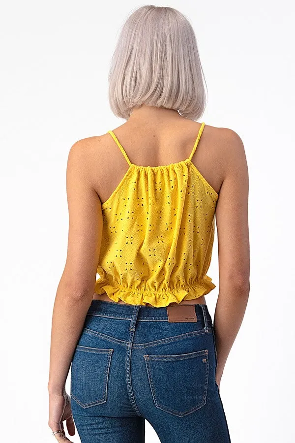Peplum Knit Eyelet Top