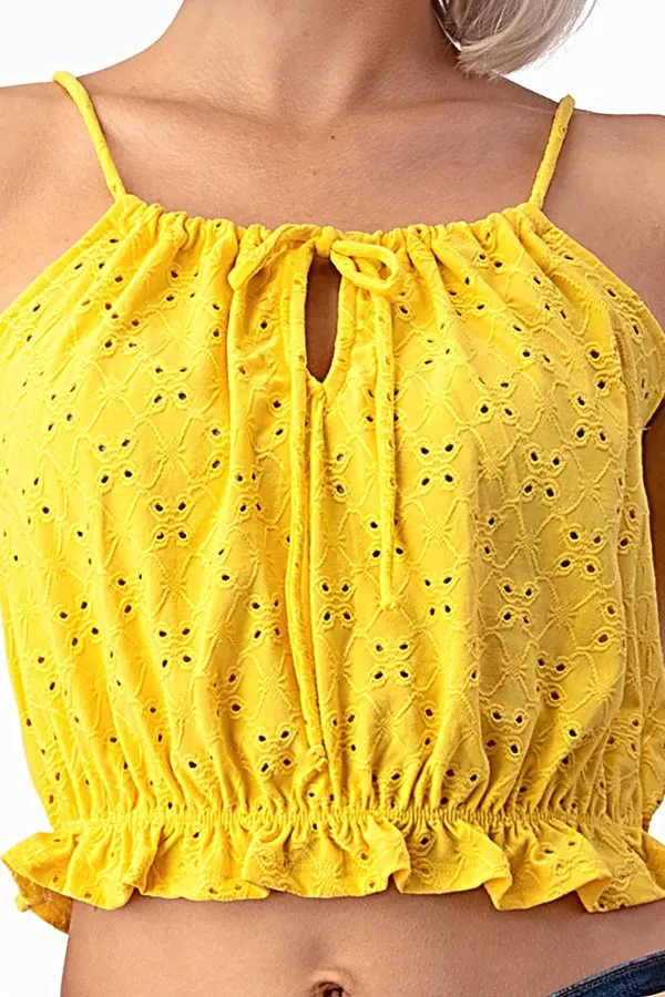 Peplum Knit Eyelet Top