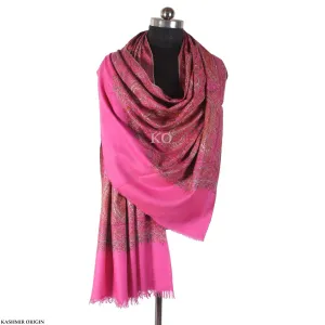 Pink  Pasley Design  Sozni Embroidered Cashmere Pashmina  Shawl