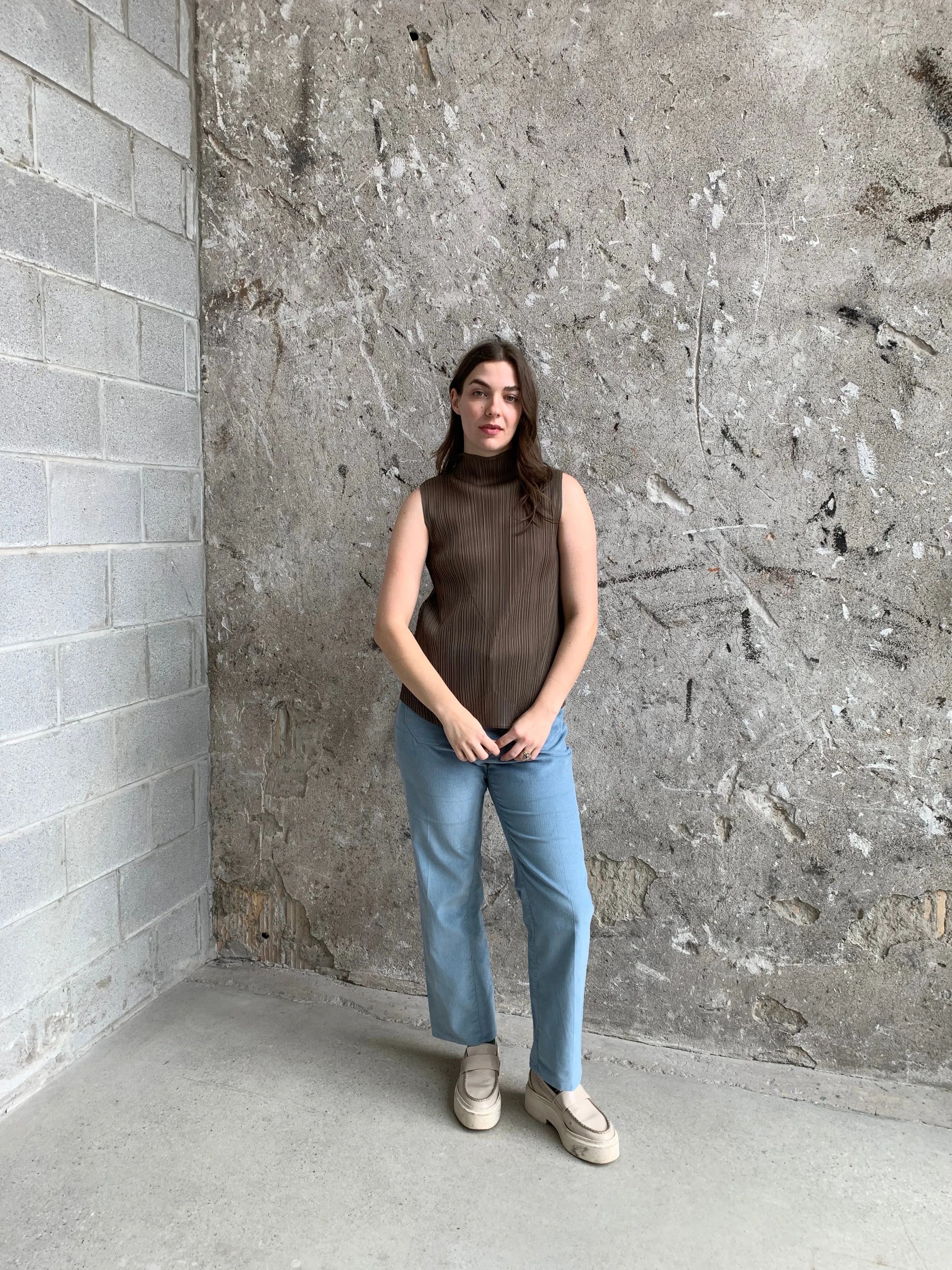 Pleats Please taupe top