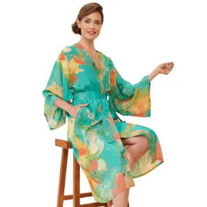 Powder Hummingbird Kimono - Aqua
