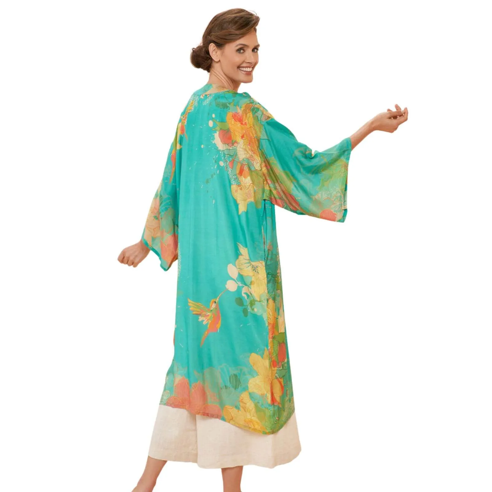 Powder Hummingbird Kimono - Aqua