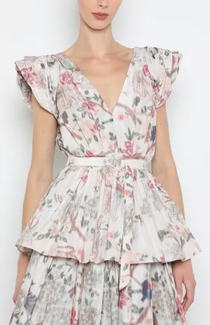 PUFF SLEEVE PEPLUM TOP