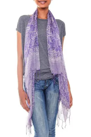 Purple 100% Silk Chiffon Scarf