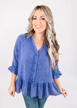 Purple Gauze Collar Top