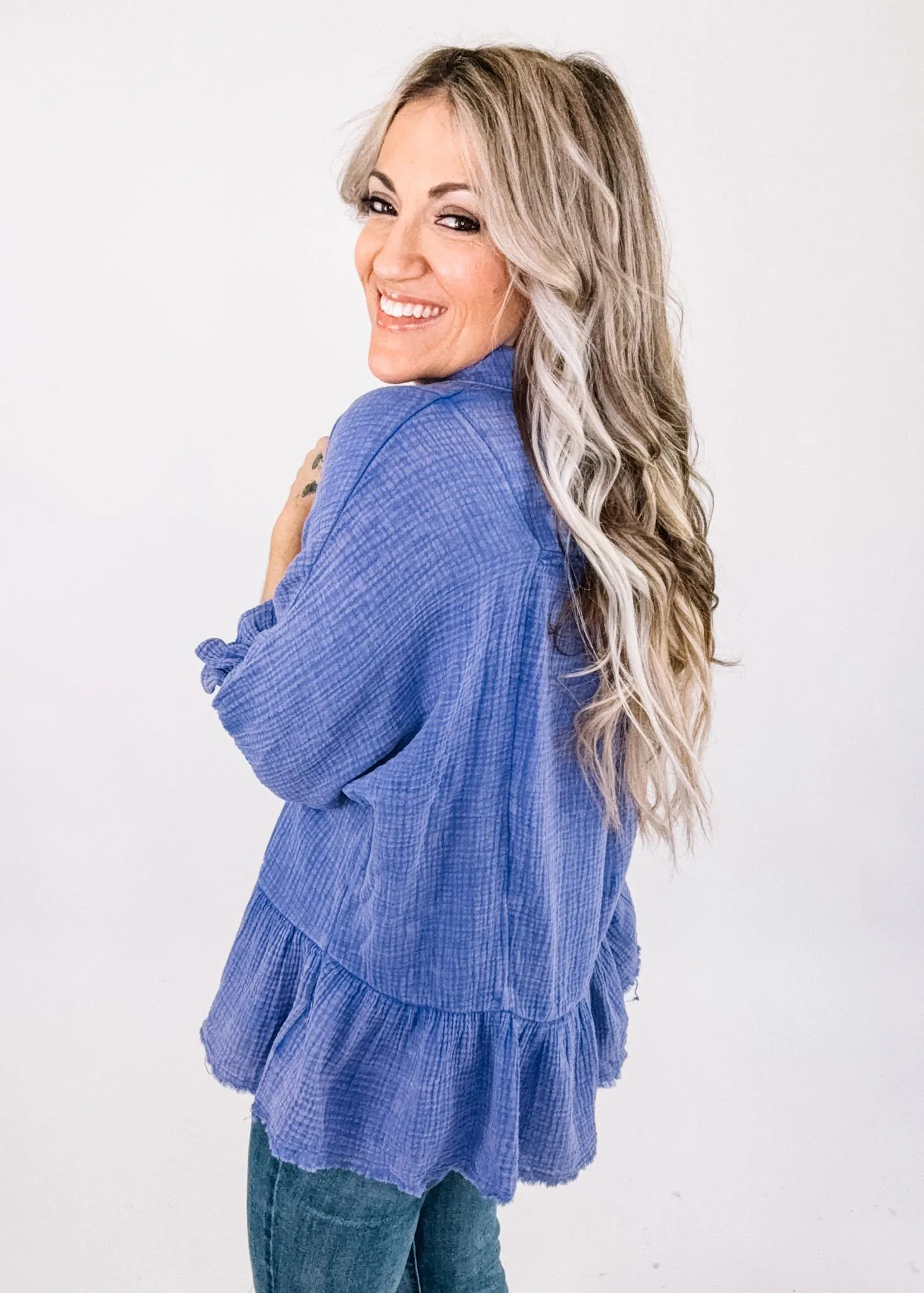 Purple Gauze Collar Top
