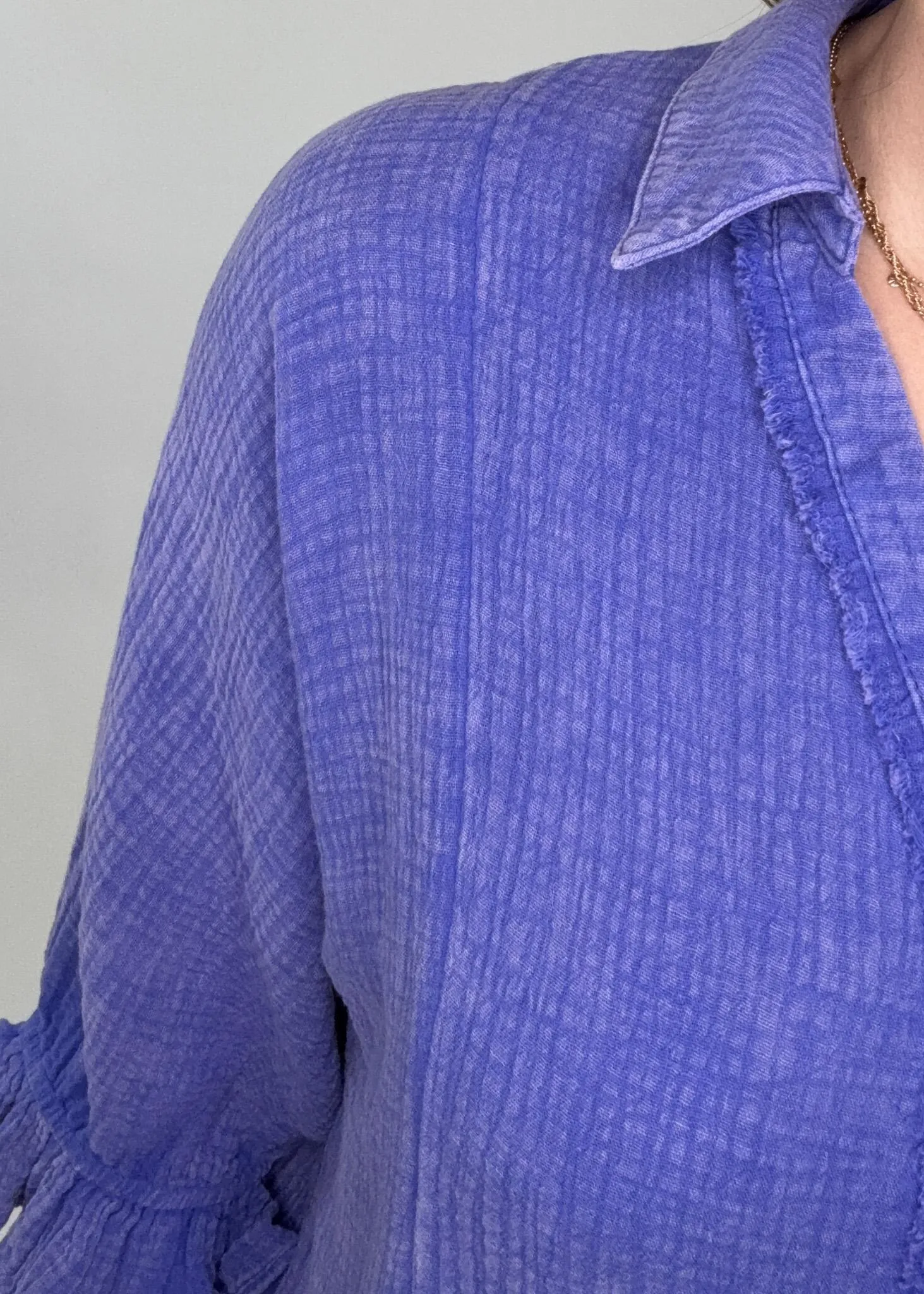 Purple Gauze Collar Top