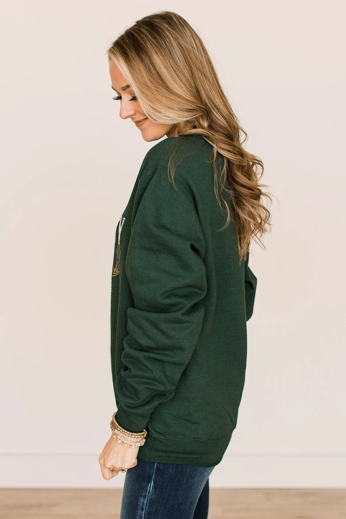 "The Naughty List" Crew Neck Pullover- Forest Green