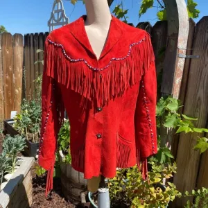 Red Deerskin Suede Beaded Western Jacket Gossamer Wings