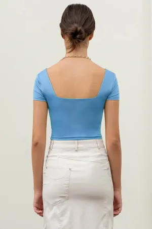 REVERSIBLE SOLID SQUARE NECK KNIT TOP