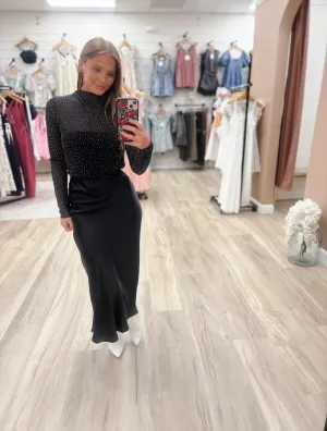 Rhinestone Lace Black Top