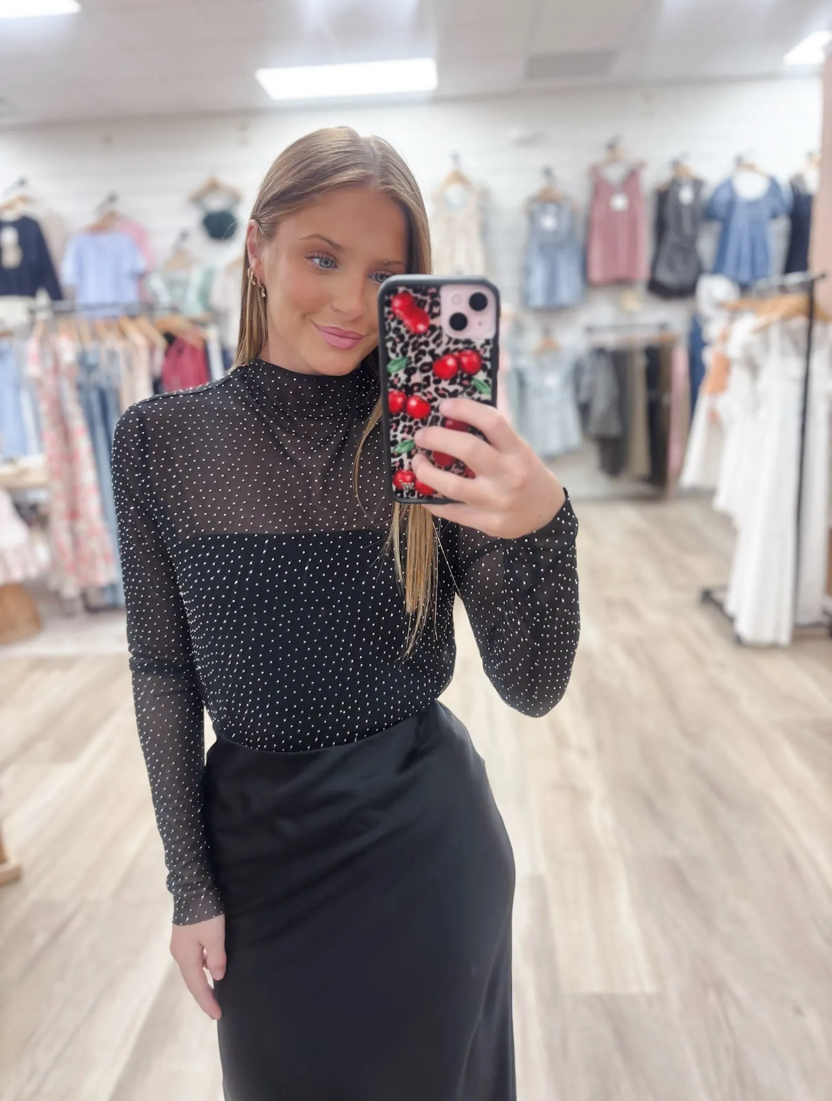 Rhinestone Lace Black Top
