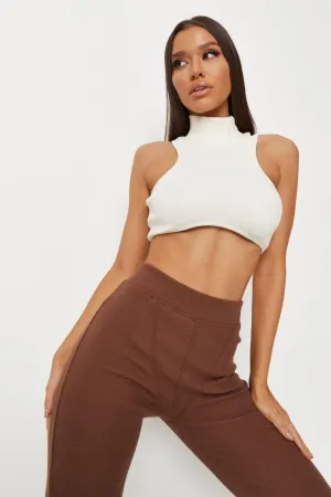 Rib High Neck Underbust Crop Top