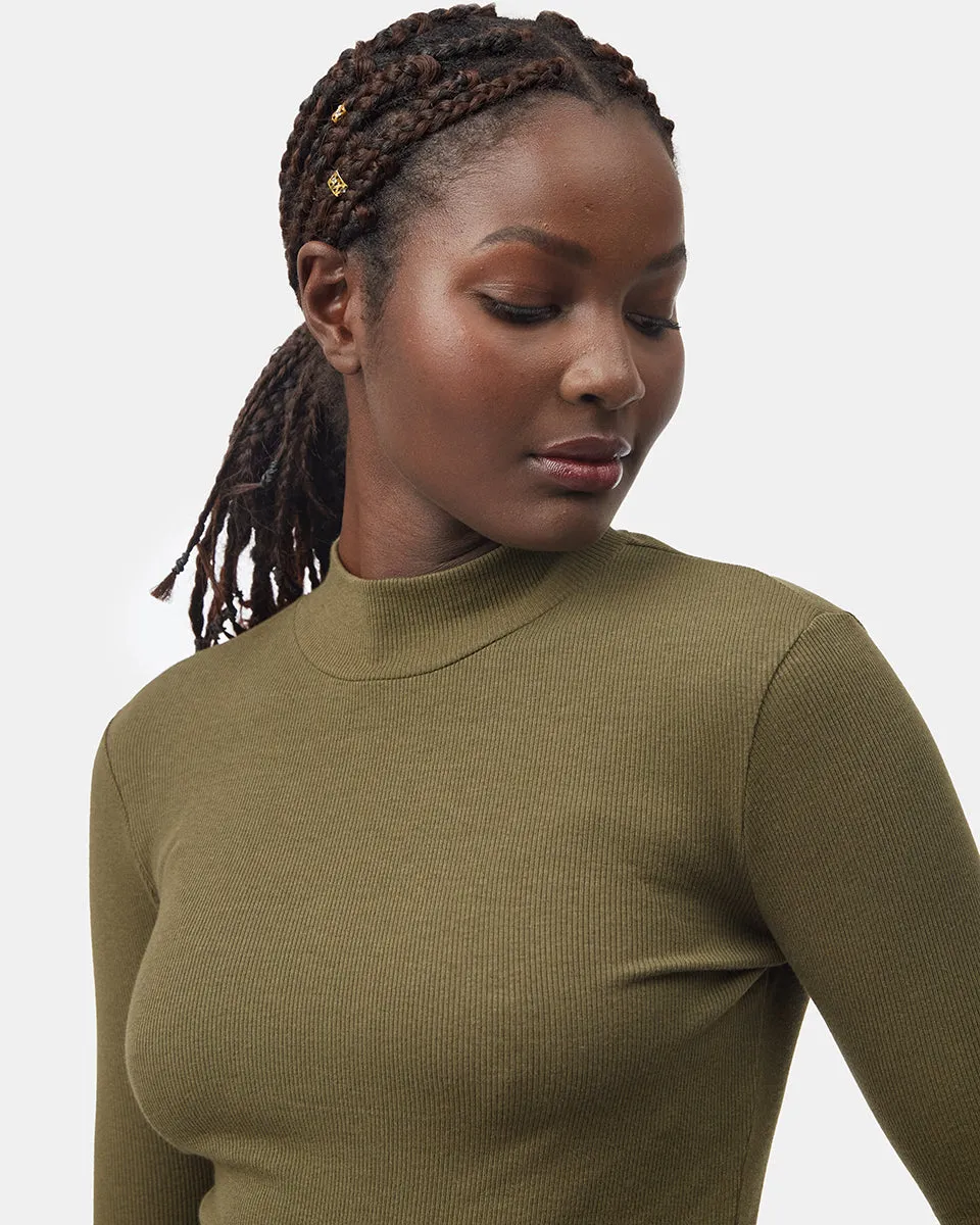 Rib Mock Neck Longsleeve