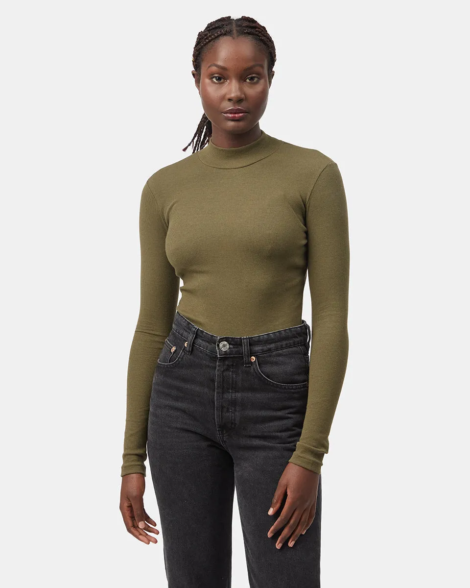 Rib Mock Neck Longsleeve