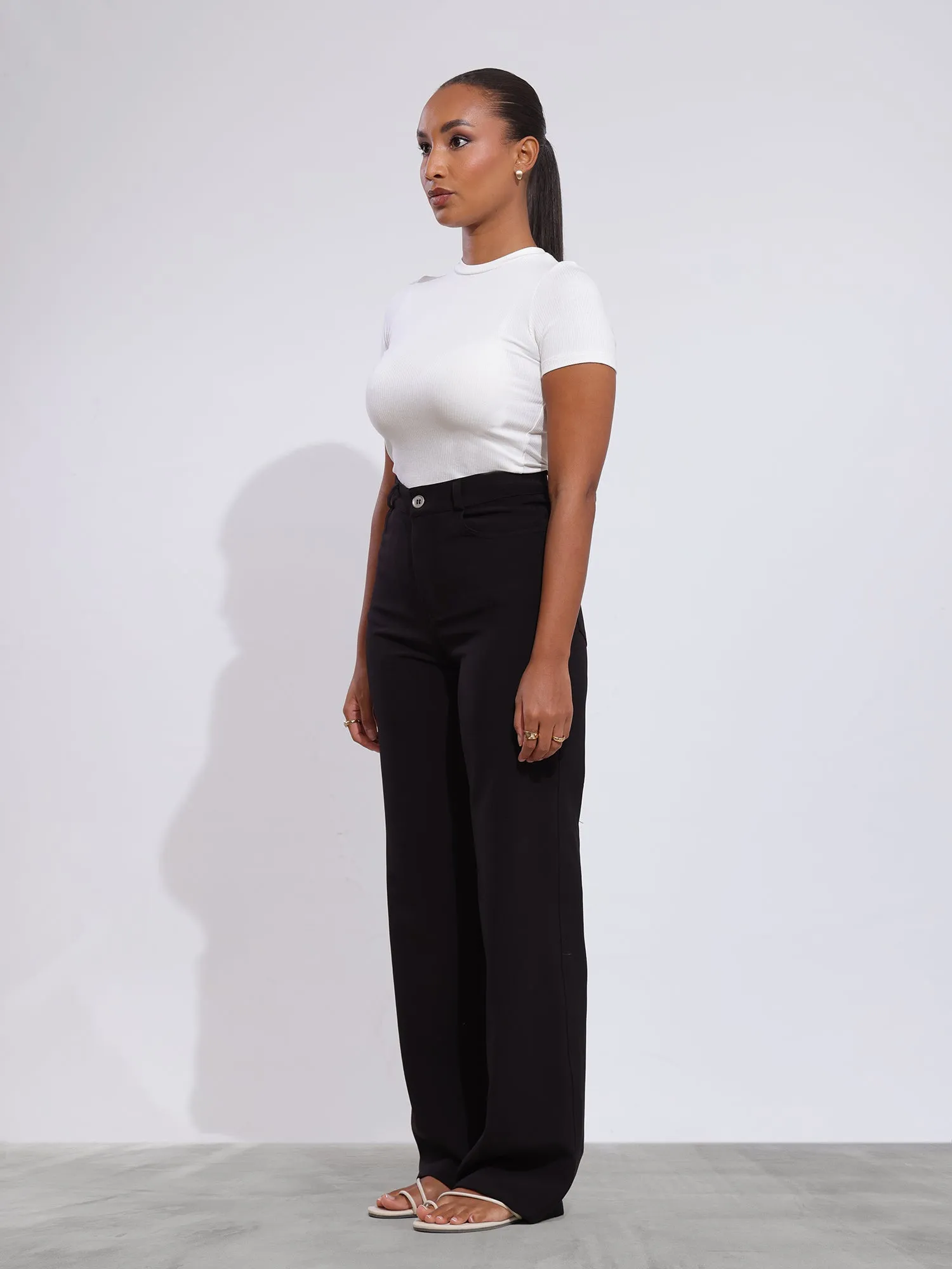 Sage High Neck Fitted Crop Top