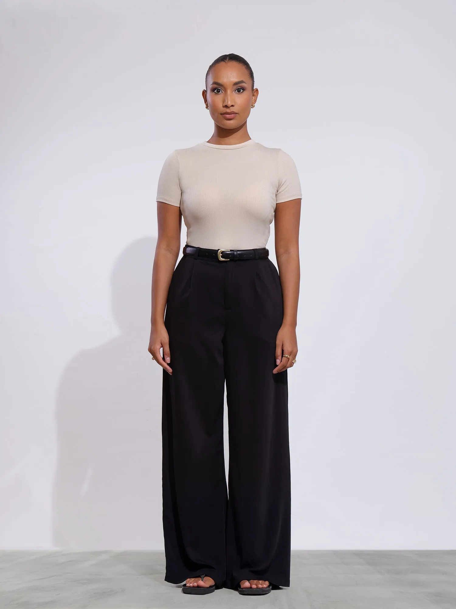 Sage High Neck Fitted Crop Top