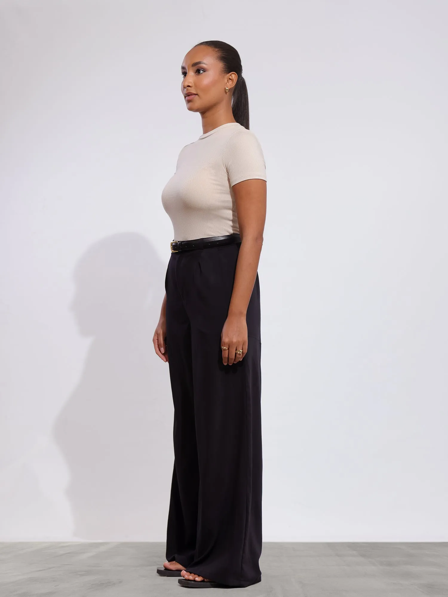 Sage High Neck Fitted Crop Top