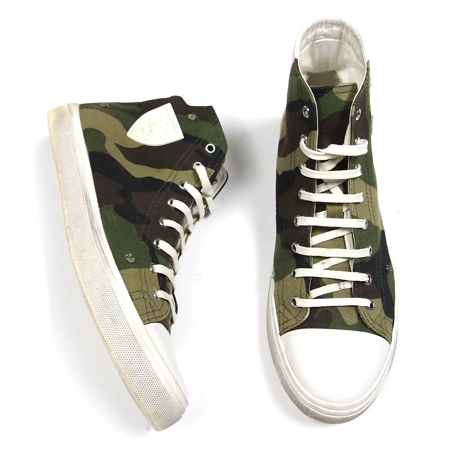 Saint Laurent Distressed Camo High Tops Size 43
