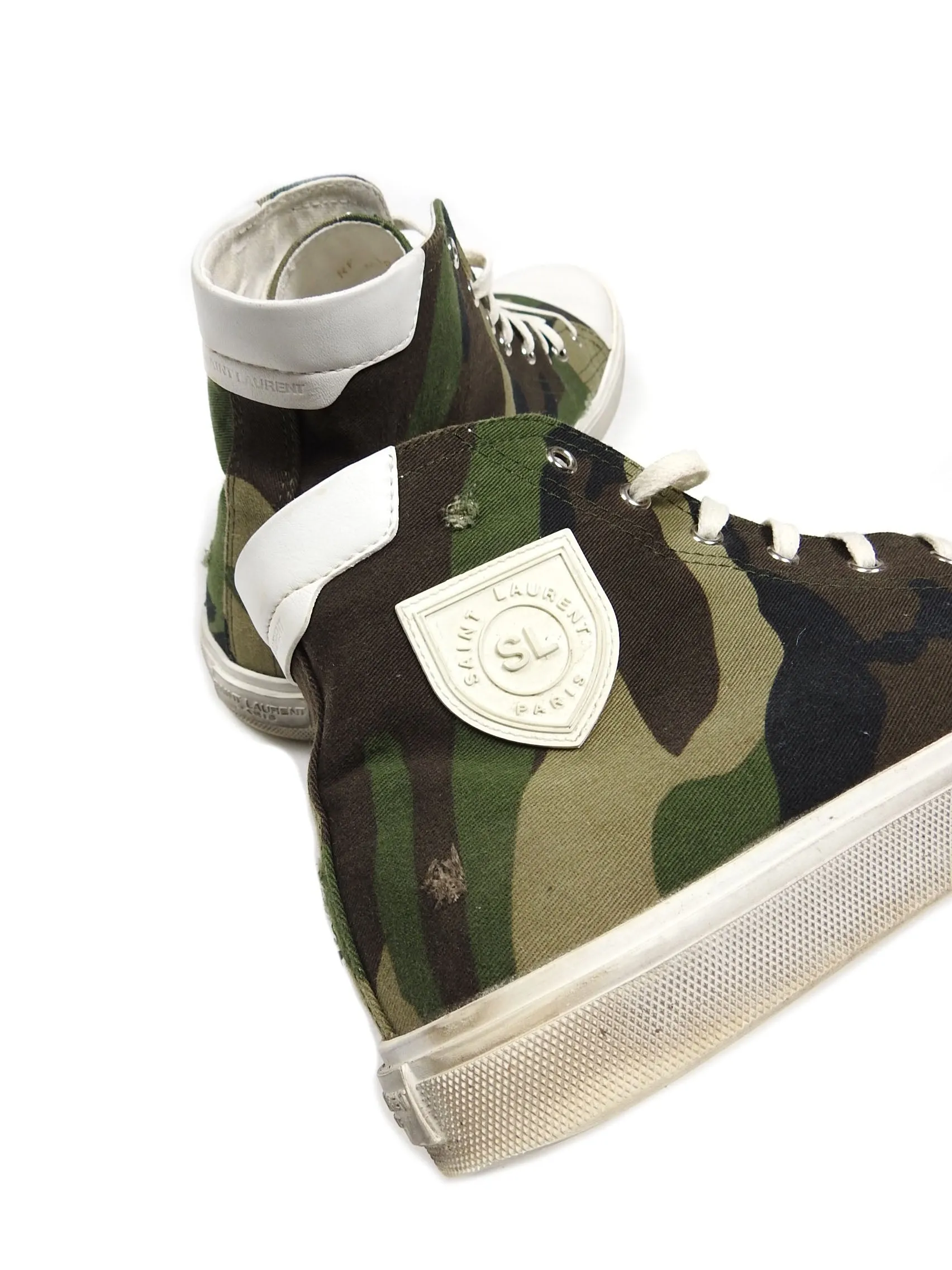 Saint Laurent Distressed Camo High Tops Size 43