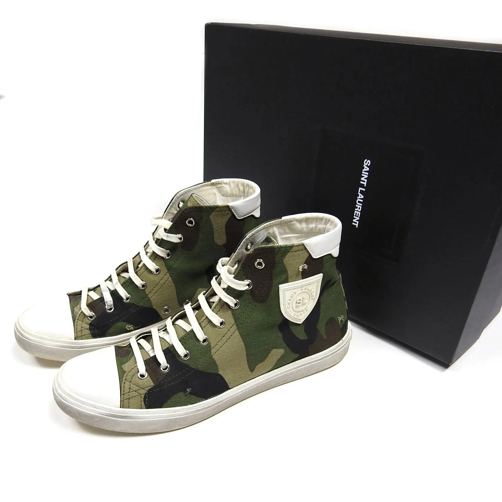 Saint Laurent Distressed Camo High Tops Size 43