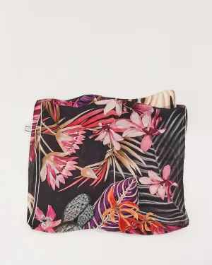 Salvatore Ferragamo Black/Purple Orchidea Silk Scarf