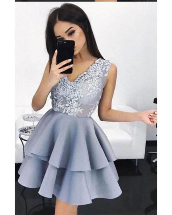 Sexy Black Lace Short Homecoming Dresses Freshman Satin Skirt Prom Party Gowns 2018 Fashion