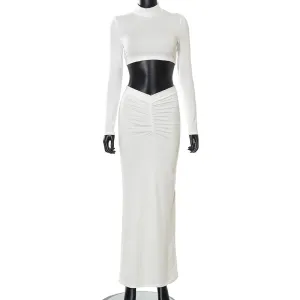 Sexy High Neck Women Tops & Skirts Suits