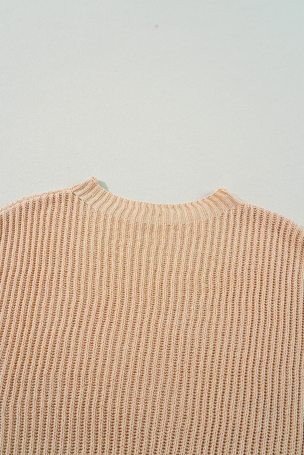 Side Slit Round Neck Long Sleeve Sweater
