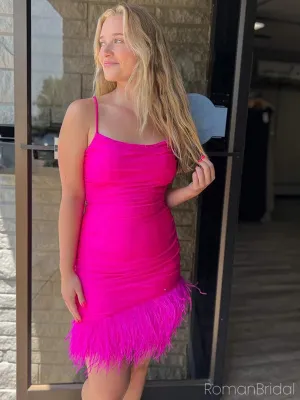 Simple Spaghetti Strap Sleeveless Short Satin Mermaid Homecoming Dresses For Party Online, HD0801