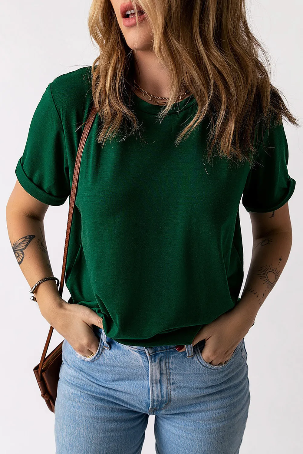 Solid Color Crew Neck Tee