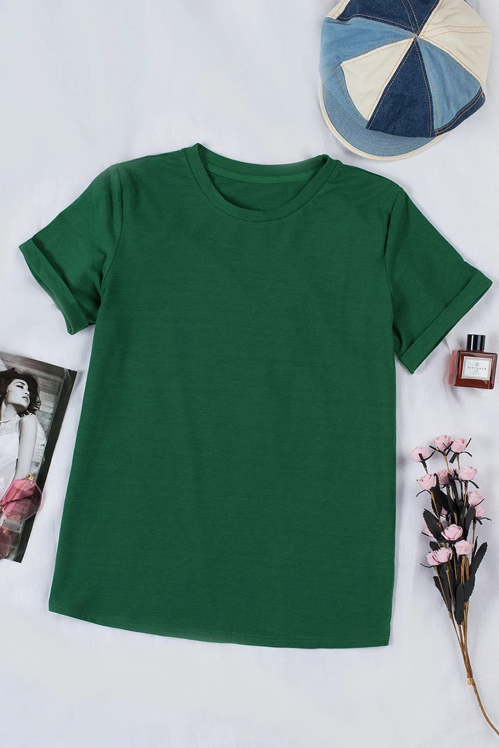 Solid Color Crew Neck Tee