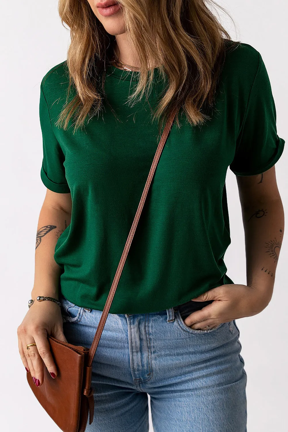 Solid Color Crew Neck Tee