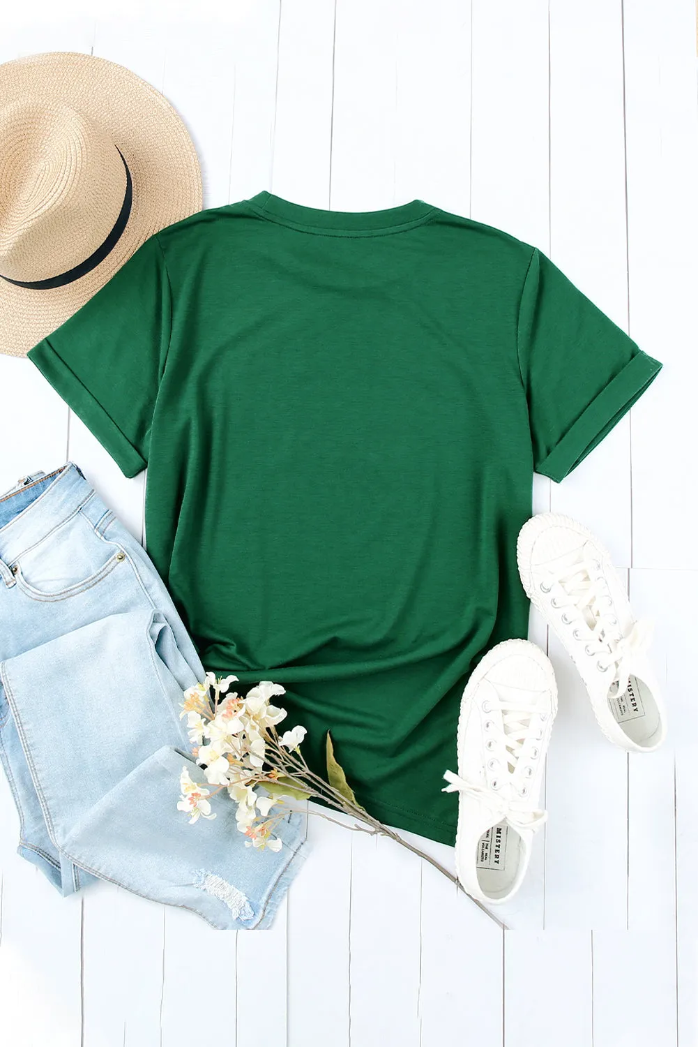 Solid Color Crew Neck Tee