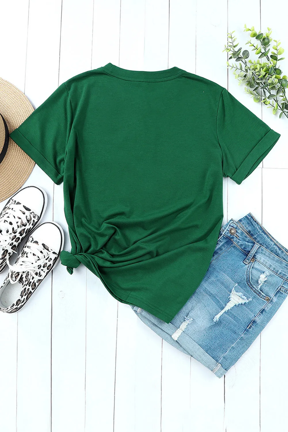Solid Color Crew Neck Tee