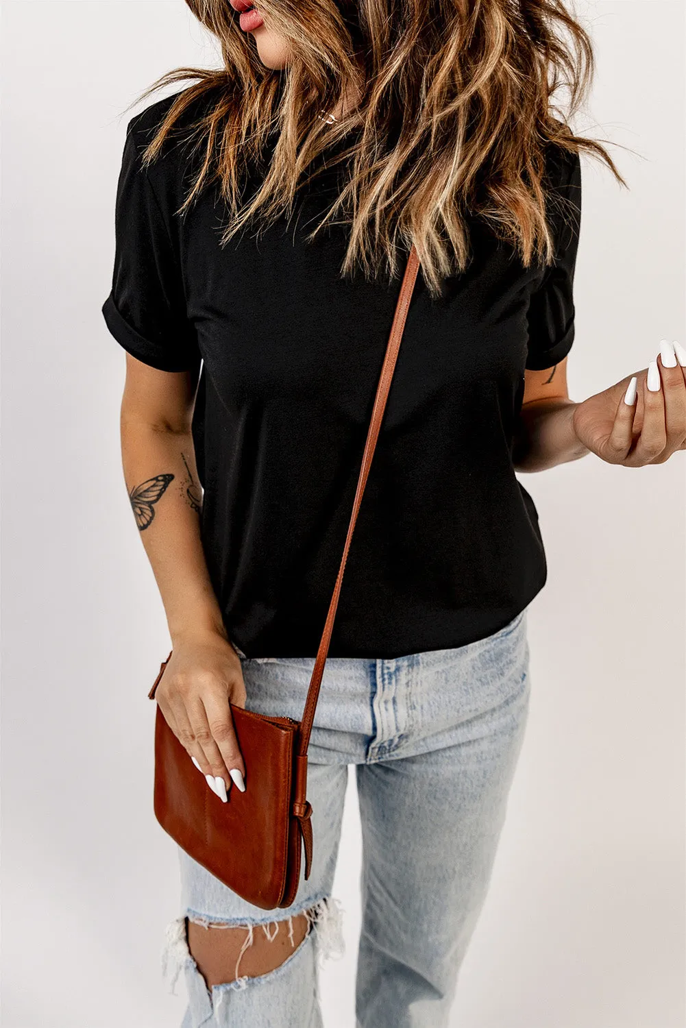 Solid Color Crew Neck Tee